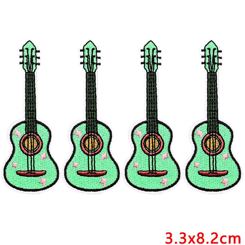 10pcs Wholesale New Art Wind Electric Guitar Embroidery Patches Diy Creative Cartoon Iron On Patches For Clothing Jackets Decor 