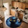Night Cat  Round Area Rug,Carpet Rug for Living Room Bedroom Sofa Playroom Decor,Non-slip Floor Mat