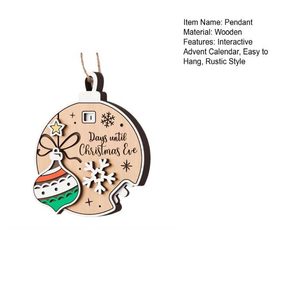 Xmas Countdown Sign Wooden Days Until Christmas Ornament Rustic Hanging Advent Calendar for Mantel Christmas Tree Decoration