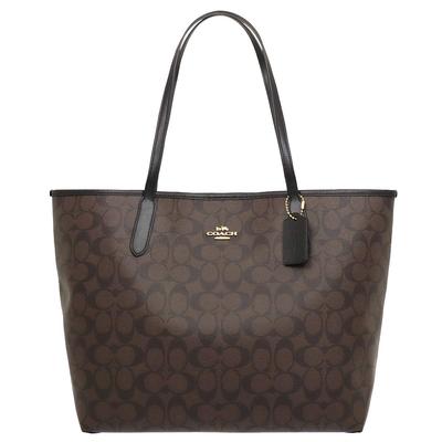 Torba F05696 5696 Brązowa x Czarna Podpis PVC Skórzana Torba Open City Damska [Coach] (Torba na zakupy) [Przedmiot wyprzedażowy] [Marka] [Przedmiot]