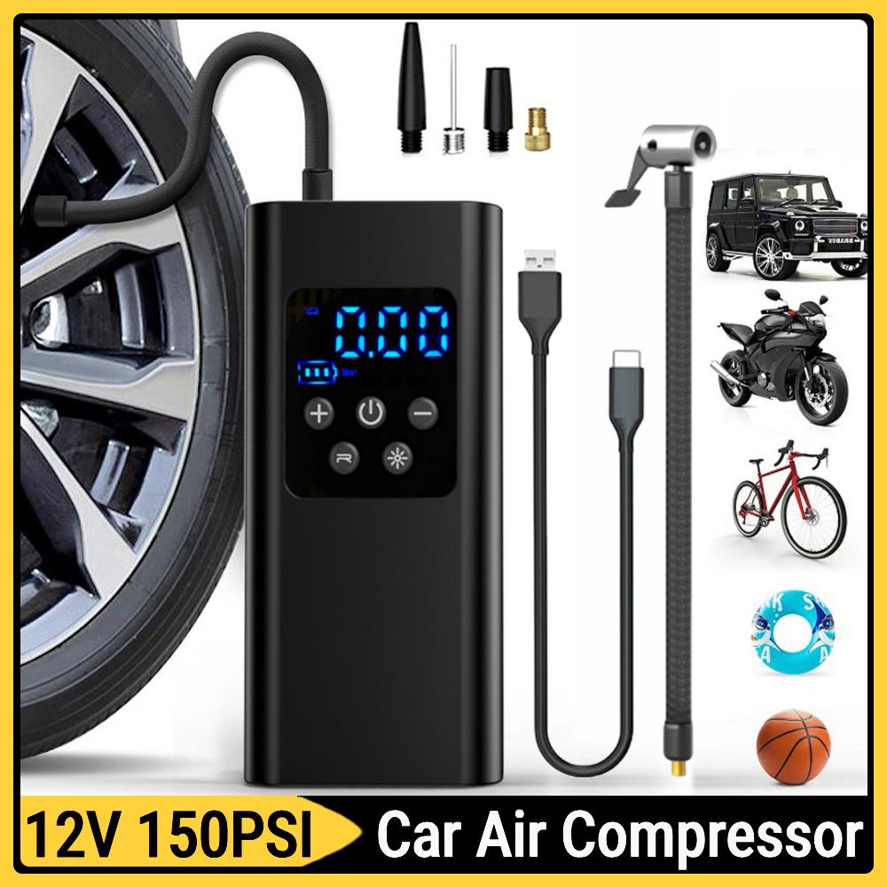 Car Tire Inflatable Pump Portable Car Air Compressor With LED Light Electric Air Compressor for Motorcycle Boat Car Tire