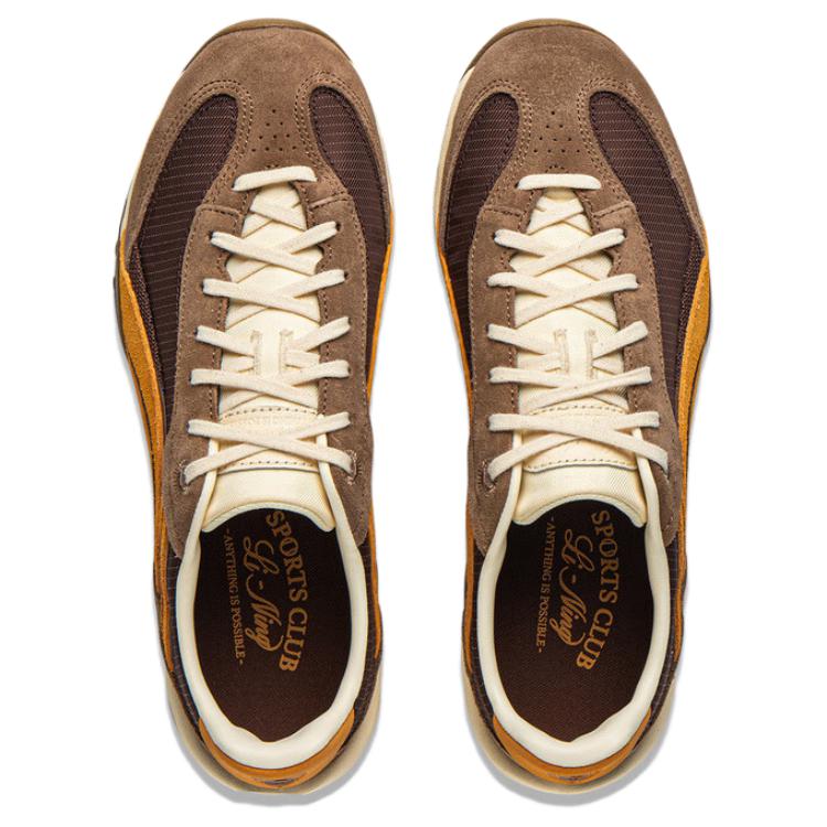 Nové BADMARKET x LiNing Heartflow Odpružení Rovnováha Lehké Nízké top Neformální Boty Unisex Lískově hnědá Zlatohnědá AGLV096-2