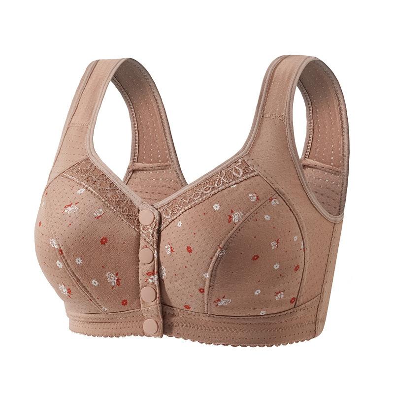 Floral Front Button Wireless Comfort Everyday Bra
