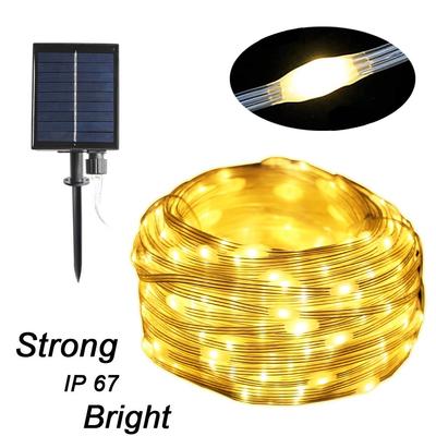 10M/100M LED solární řetězová světla Pohádková kožená lampa s nití Venkovní párty Vánoční zahrada Garland Strom Street Svatební dekorace