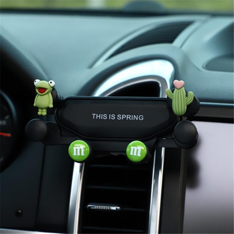 Soporte para teléfono móvil para coche de dibujos animados, soporte para teléfono móvil con gravedad de tendencia para coche lindo, soporte creativo para teléfono móvil telescópico para coche