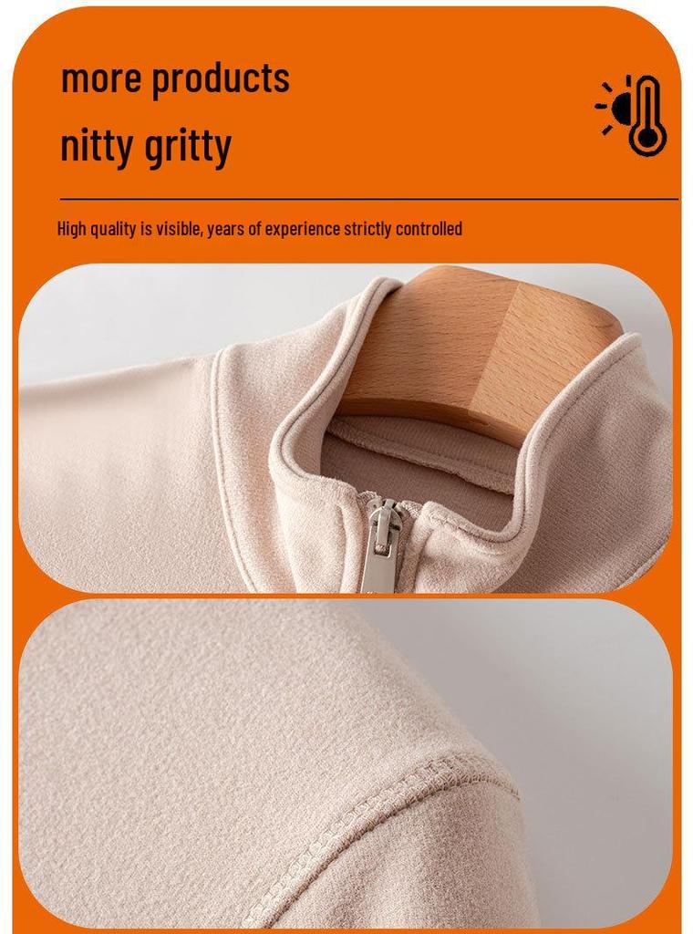 Clearance: German Fleece Velvet-Lined Stand Collar Jacket, 450g, Warm for Autumn/Winter