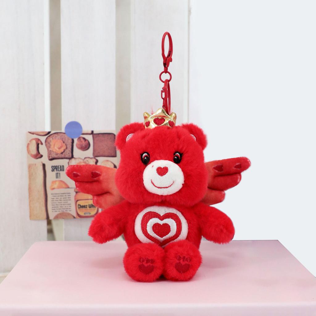 Care Bears Cute Angel Wings 15cm Plush Keychain Stuffed Doll Pendant Kawaii Bag Charm Luggage Accessory Soft Stuffed Animal Key