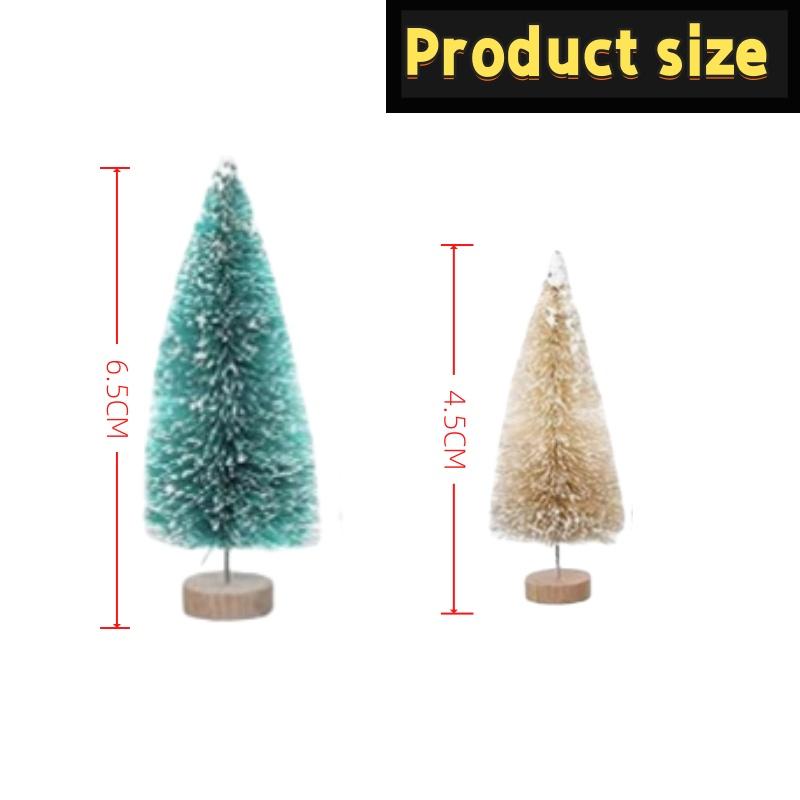 12Pcs Mini Christmas Desktop Miniature Pine Tree Micro Landscaping 4.5/6.5Cm Sisal Silk Cedar Tree Ornamen Navidad Xmas Decor