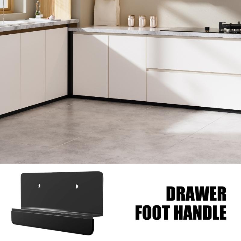 2Pcs Under Cabinet Foot Pull Handless Handle Garbage Drawer Foot Pull Handle for Full Overlay Cabinet Door Enduring