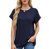 Damen S Einfarbig Rundhals Locker Kurzarm T-Shirt
