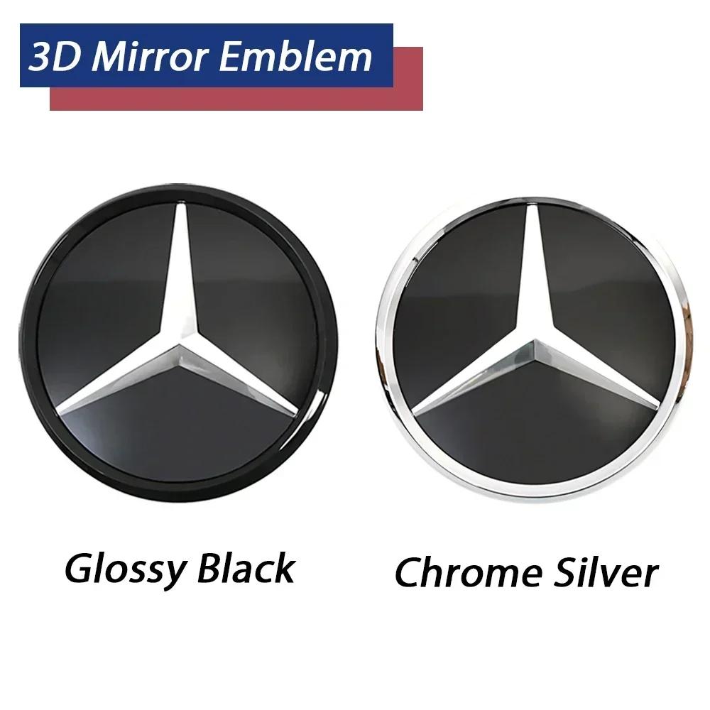 Hot Car Sticker LED Emblem Glossy Black Silver OE Style Front Grille Star Emblem For Mercedes Benz A/B/C/E/S/R/ML/SL-Class Borde