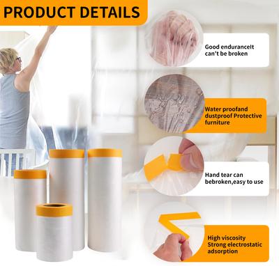 Dustproof Film Masking Tape Furniture Dust Protection Masking Film   Home Waterproof Plastic Film Wall Painting Protect Cover