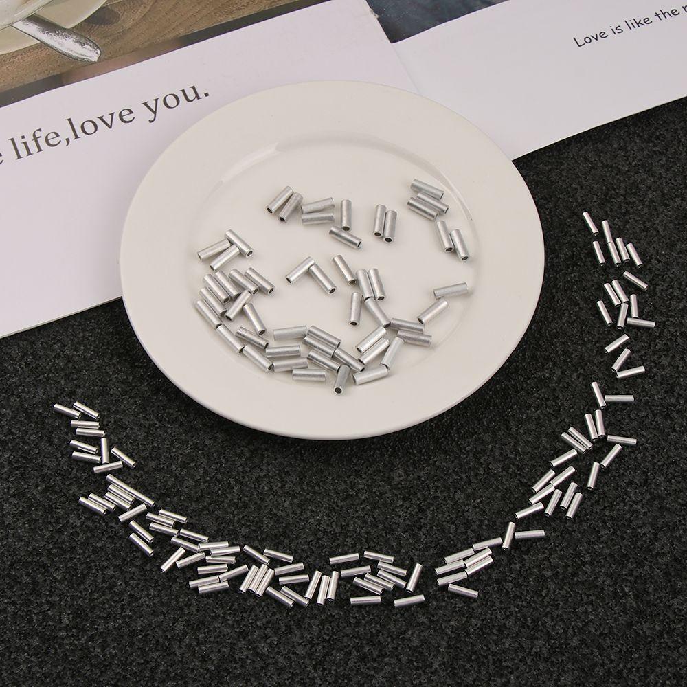 100pcs/lot White Round Real Aluminum Tube Wire Pipe Crimp Sleeves Sea Fishing Line Tube accessories