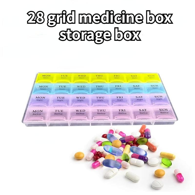 

28 Grid Medicine Box English Portable Household Large Capacity Health Box Packaging Storage Box фиолетовый