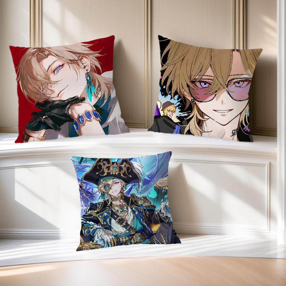 game Honkai Star Rail Aventurine cushion cover Comfortable soft Pillow Case for Sofa Living Room Home Decor Protective Covers