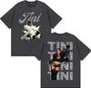 Camisetas Estampadas por Ambos Lados del Álbum de la Cantante Tini Stoessel para Hombres y Mujeres Moda Estética Vintage Camiseta de Algodón Camiseta Oversize