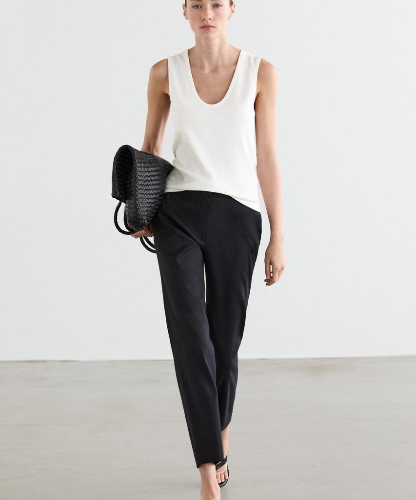 Masimodutti Straight Fit Linen Blend Pants