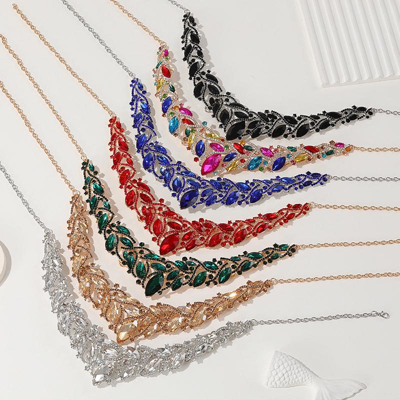 Crystal Necklace Earrings Party Wedding Accessories Indian Bridal Costume Jewelry Gift