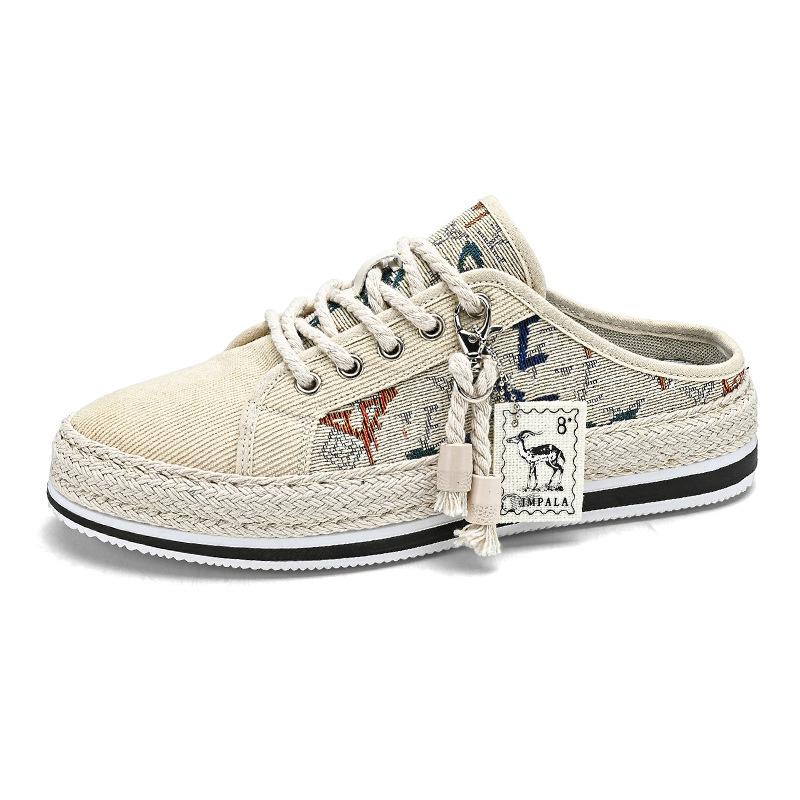 

Баотоу полутапочки мужские новые вельветовые дышащие на одной педали ленивые повседневные кеды лето новые модные мужские туфли 39