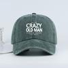 Funny "Crazy Old Man" Print Washed Baseball Cap Adjustable Unisex Grandpa Casual Sun Hat