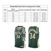 (M) Bucks Antetokounmpo # 34 Basketball Jersey Adult Boys Sports Uniform