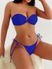 New solid color strap bikini leaking back sexy tube top women's split swimsuit explosion