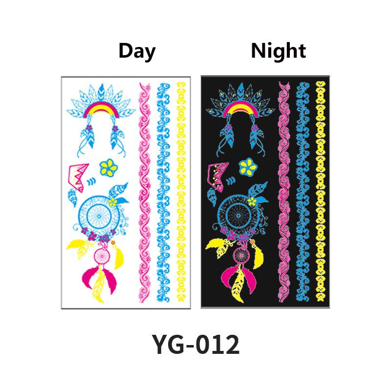 

Барная вечеринка Флуоресцентная неоновая татуировка наклейка Временная геометрия Перо Кружево Татуировка наклейка Украшения для тела Женские аксессуары 12