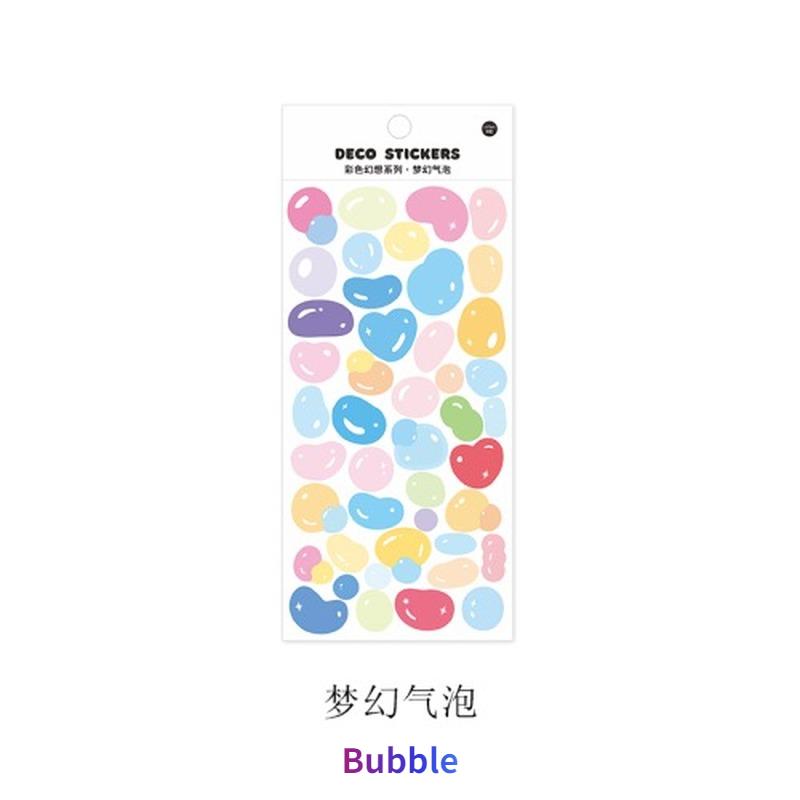 2 Pcs Color Fantasy Series Decorative PVC Laser Stickers Scrapbooking Stick Label Diary Stationery Album Rainbow Ribbon Sticker