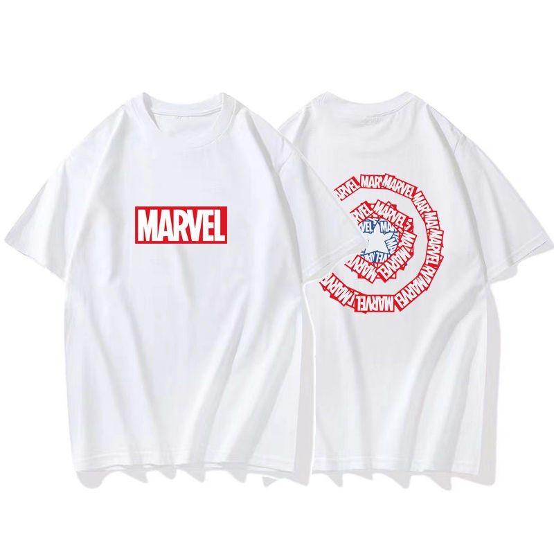 

2025 New MARVEL Marvel Hero Collaboration Men s Short Sleeved Cotton T-shirt Spider Man Team Shield Iron Man Print S