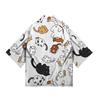 New Women's Cute Kitten Digital Print Summer Seven Sleeve Kimono Cardigan Japanese Kimono