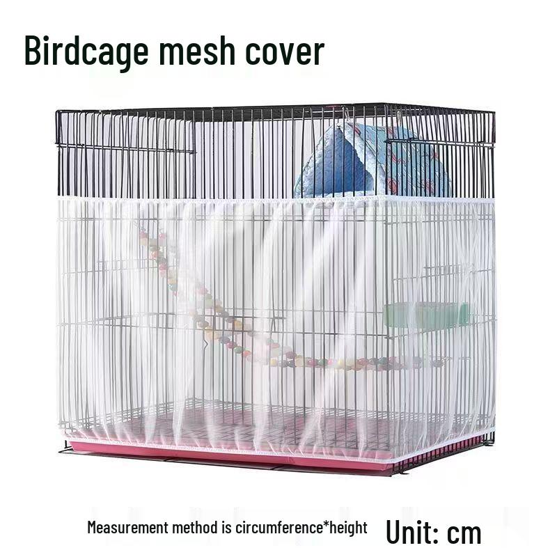 Universal Splash-Proof Parrot Cage Mesh Cover - Anti-Feather Flight Baffle for Square or Round Cages