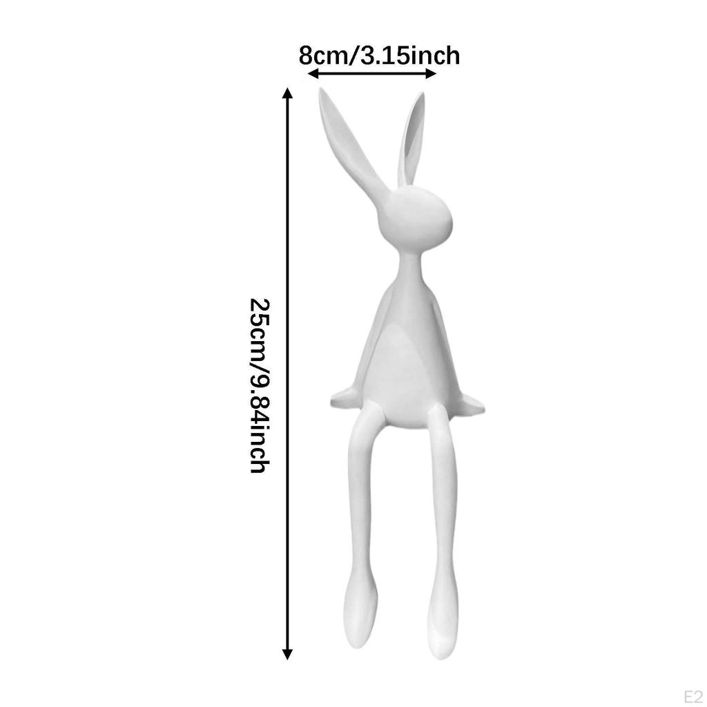 Sitting Bunny Statue Collection Sculpture for Entryway Shelf Living Room White