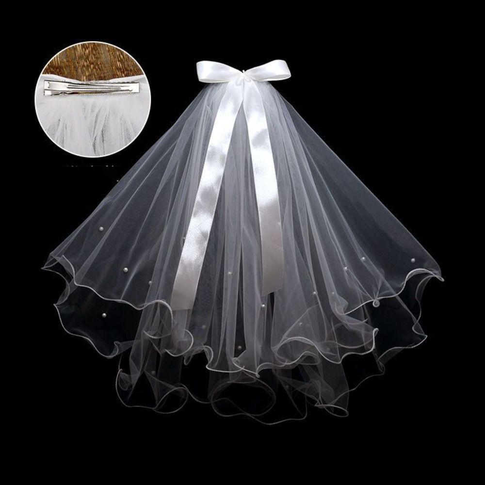 Flower Bridal Veil Pearl Wedding Gauze Wedding Marry Veil  Bride Accessories