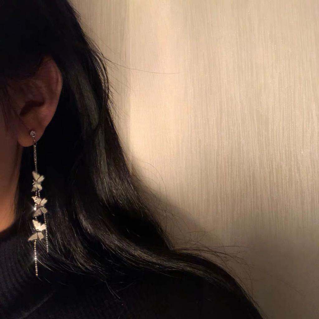 Butterfly Earrings, Women'S Long Tassel Temperament, Personality And Thin, Super Fairy Earrings, No Ear Piercings, Ear Clips, Hipster