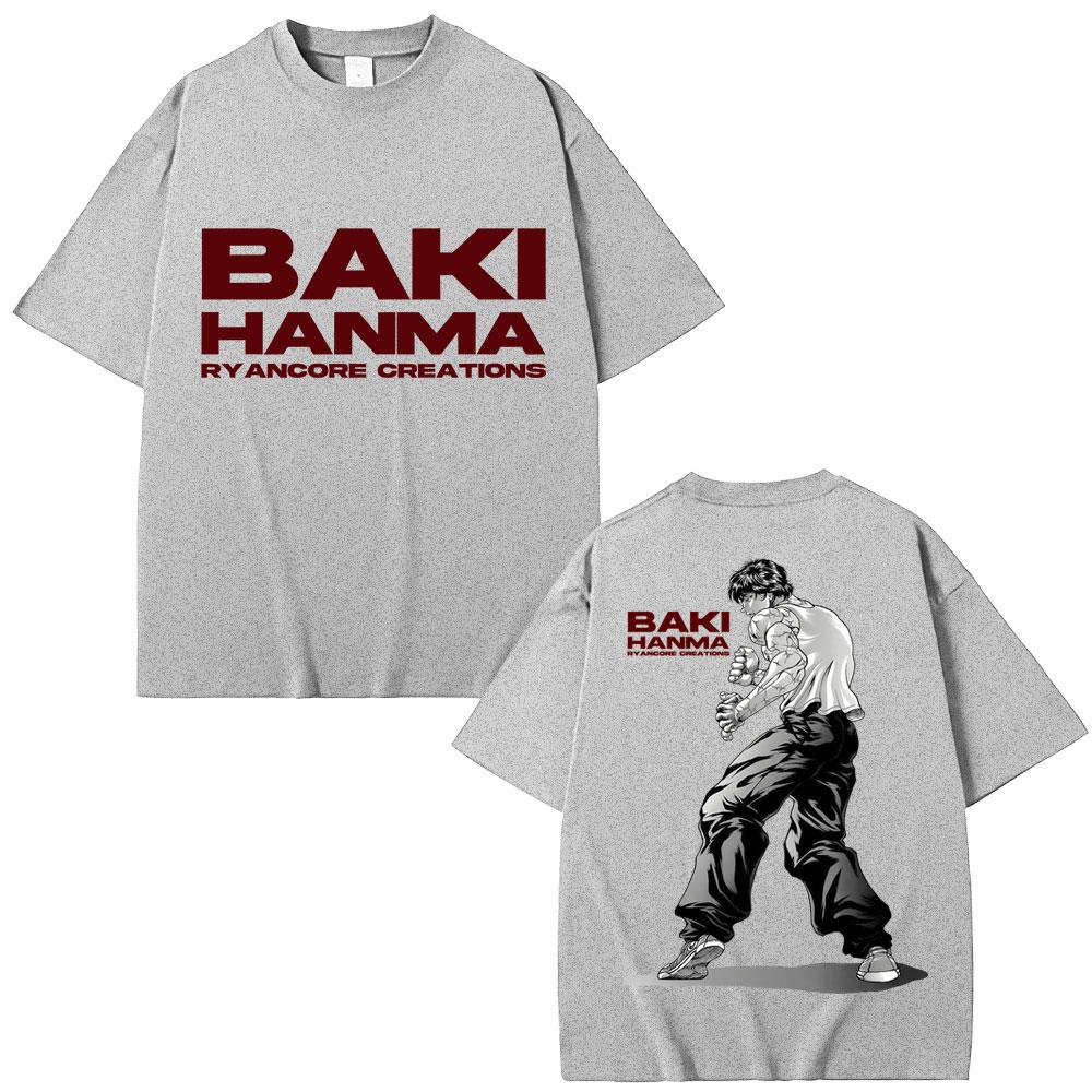 Anime Baki Ha Unisex Harajuku Vintage Trička Hip Hop Unisex Dámská Trička do Posilovny na Cvičení Oversized Bavlněné Tričko Streetwear