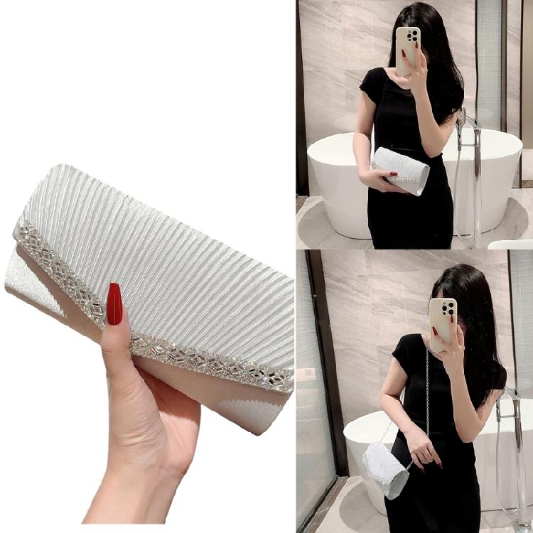 Pleated Evening Bag Wedding Gift Clutch Detachable Chain Shoulder Bags Handbag