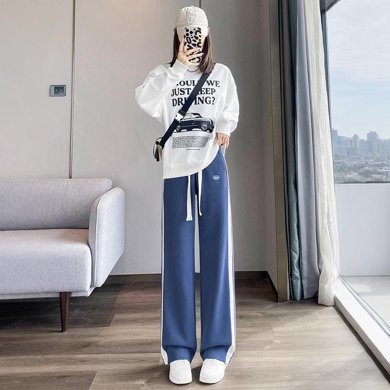 

Women s Gray Wide-Leg High-Waisted Sweatpants, Slim-Fit Straight-Leg Casual Wear for Spring and Autumn 2025 4XL темно-сірий
