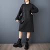 DIMANAF 2025 Women Plus Size Autumn Shirt Dress Long Sleeve Loose Casual Oversize Vintage Dress Black