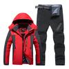 Men's 2023 Winter Hooded Ski Suit with Fleece Lining - Thick, Waterproof & Windproof Pants Set