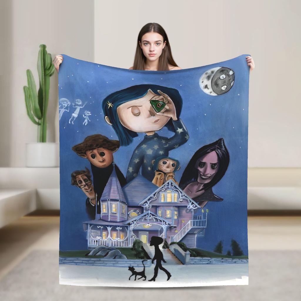 Super Soft BlanketChild Airplane Travel Coralines Throw Blanket Horror Flannel Bedspread For Living Room Comfortable Sofa Cover