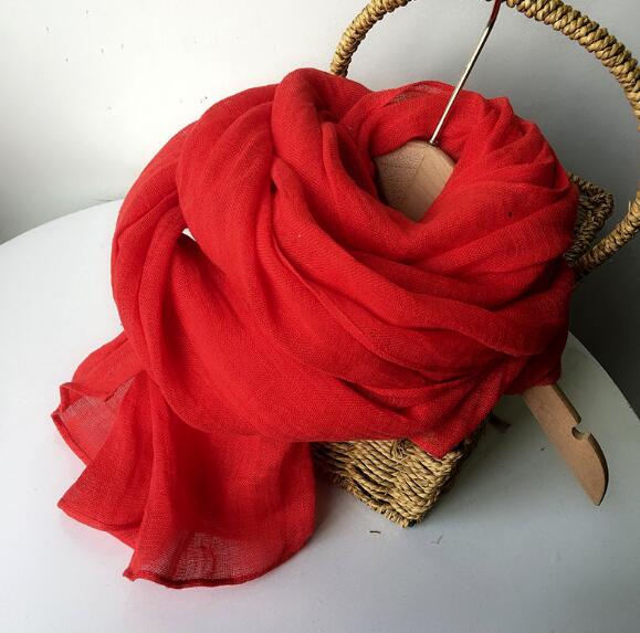 66x240CM Lengthened 100% Linen Scarf Solid Color Ladies Shawl Thin Spring And Autumn Cotton Linen Scarves