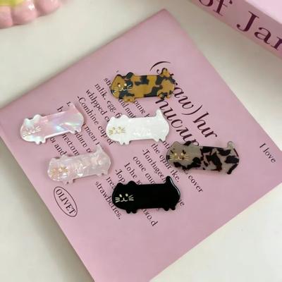 Japanese Acetate Cute Cat Hair Clip Fairy Sweet Lovely Teen Side Duckbill Pin Delicate Elegant Girly Daily Stylish Adorable