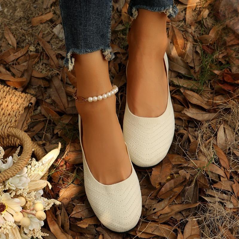 Large size single shoes women's spring and autumn new round head foot cover fly woven mesh lazy one pedal casual single shoes