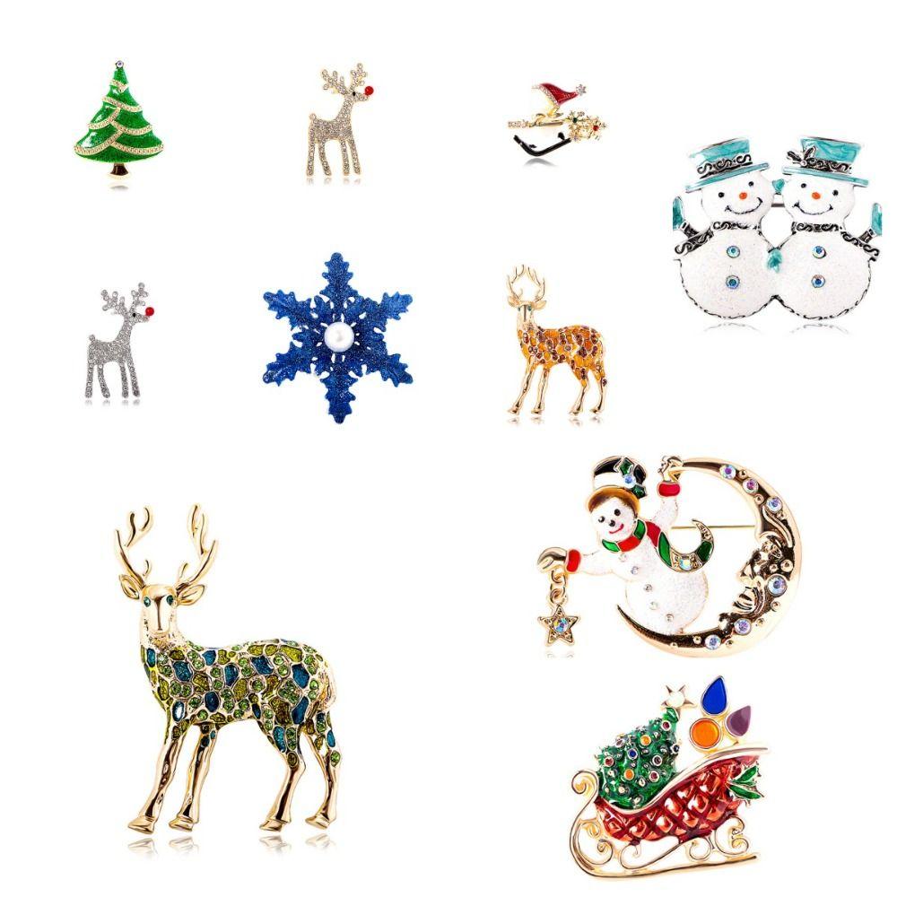 Drop Oil Snowflake Elk Brož Enamel Fashion Girls