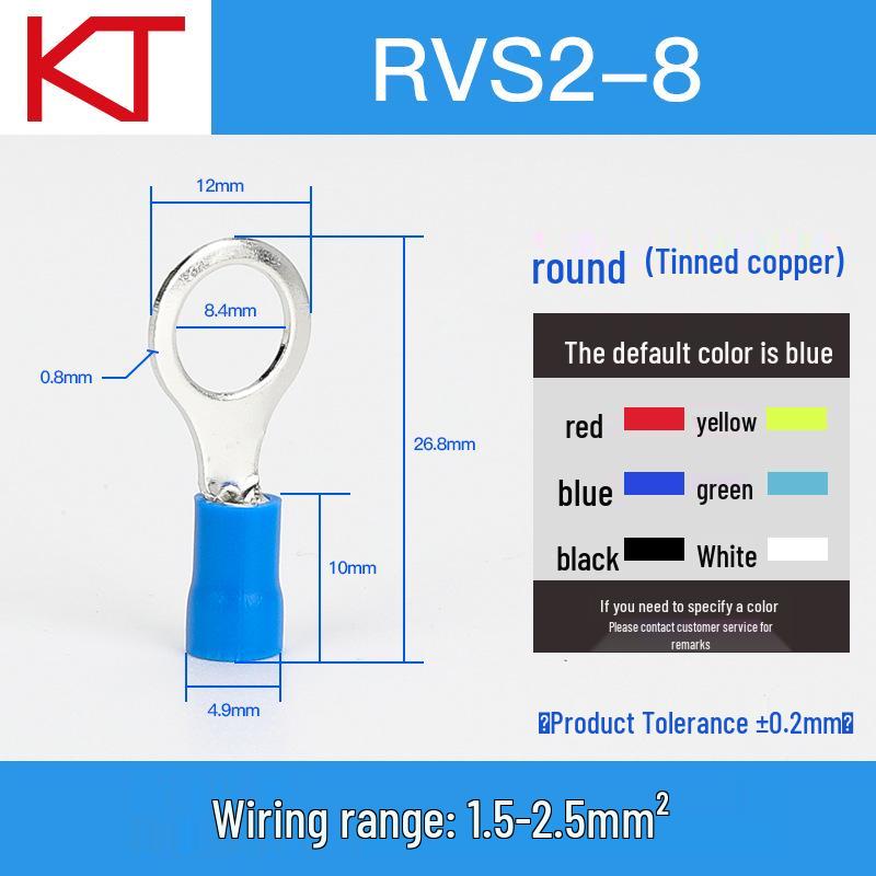 Kaisheng Round Pre-insulated Copper Crimp Terminals (RV2 Series)
