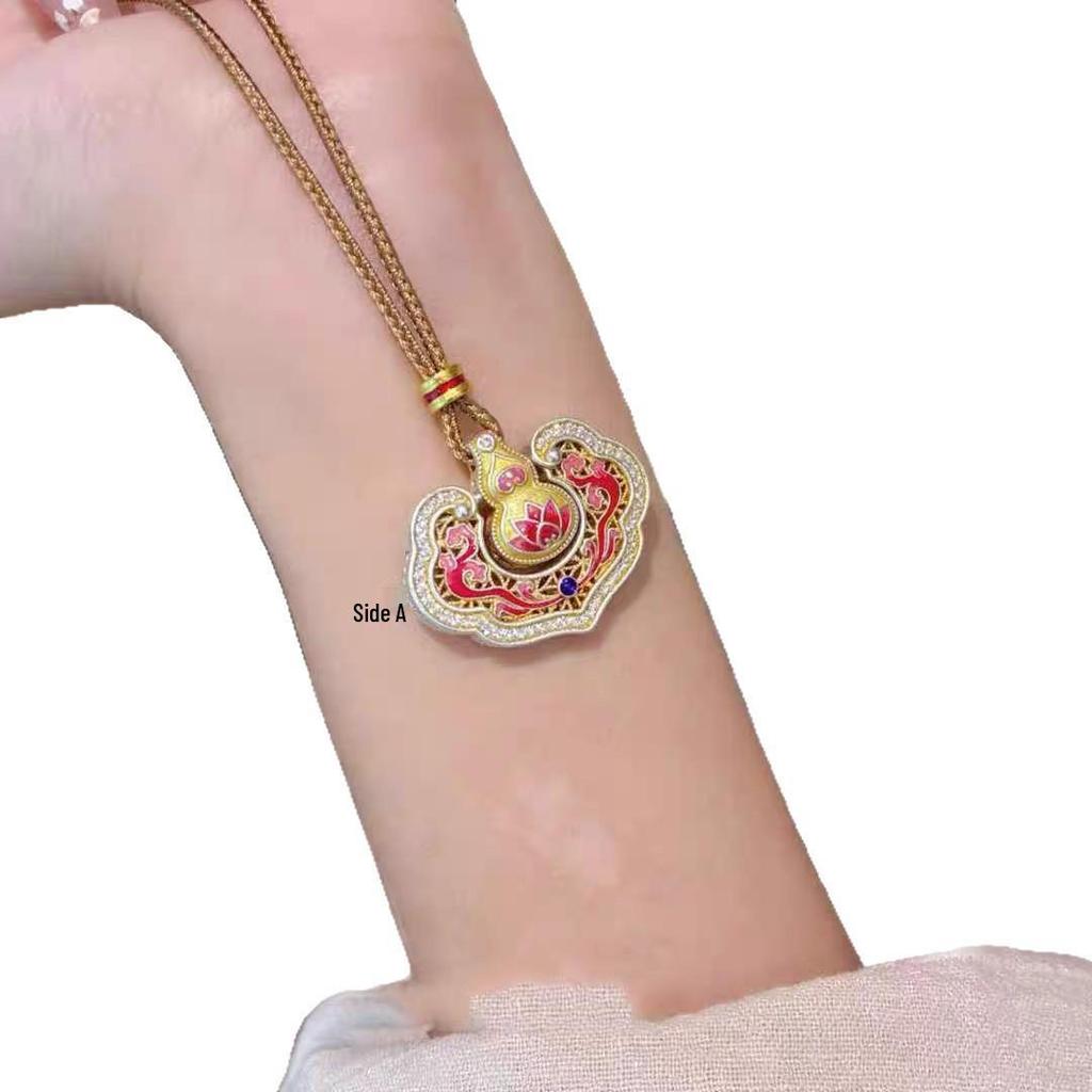 Live Broadcast Chinese Cloisonné Phoenix Ruyi Lock Pendant Necklace
