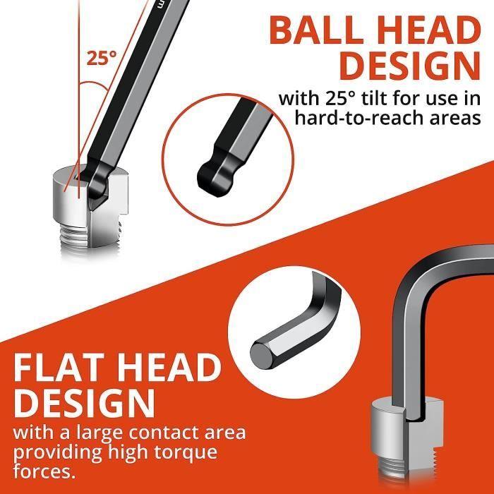 Clés Allen - Getlitool - 13 Métriques - Antirouille - Acier Au 6150 - Bout Sphérique