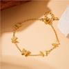 Gold Tone Textured Butterfly Charm Bracelet – Dainty Stainless Steel Nature-Inspired Jewelry for Women, Adjustable Sweet Gift