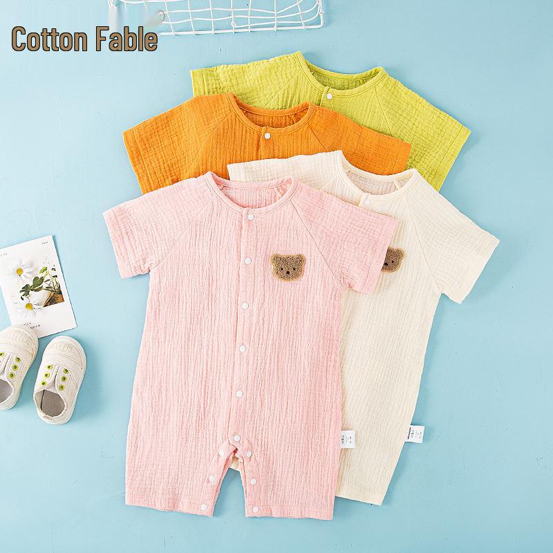 Infant Short Sleeve Summer Pajamas - Pure Cotton Gauze Baby Romper