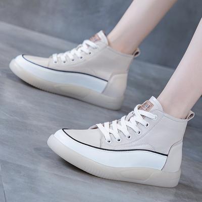 Leather High-top Shoes Small White Shoes Casual Shoes Casual Boots